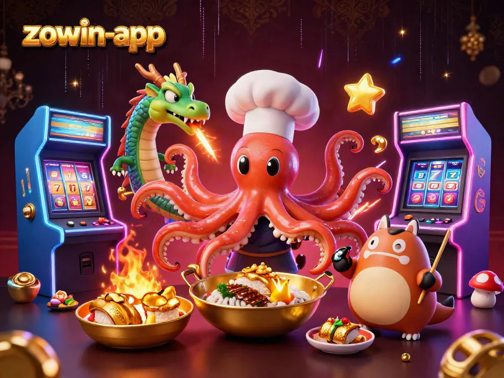 Experience the thrill with zowin-app's vibrant 3D casino scene featuring unique characters and exciting game elements.