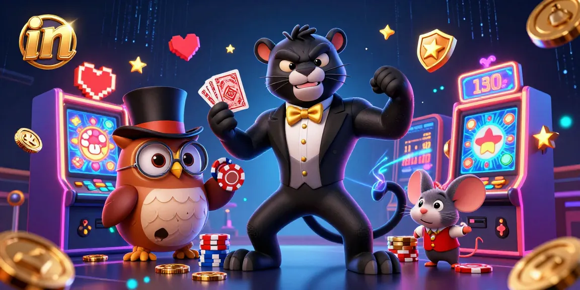 Engage in thrilling online slots action with stylish characters in a dynamic casino setting.