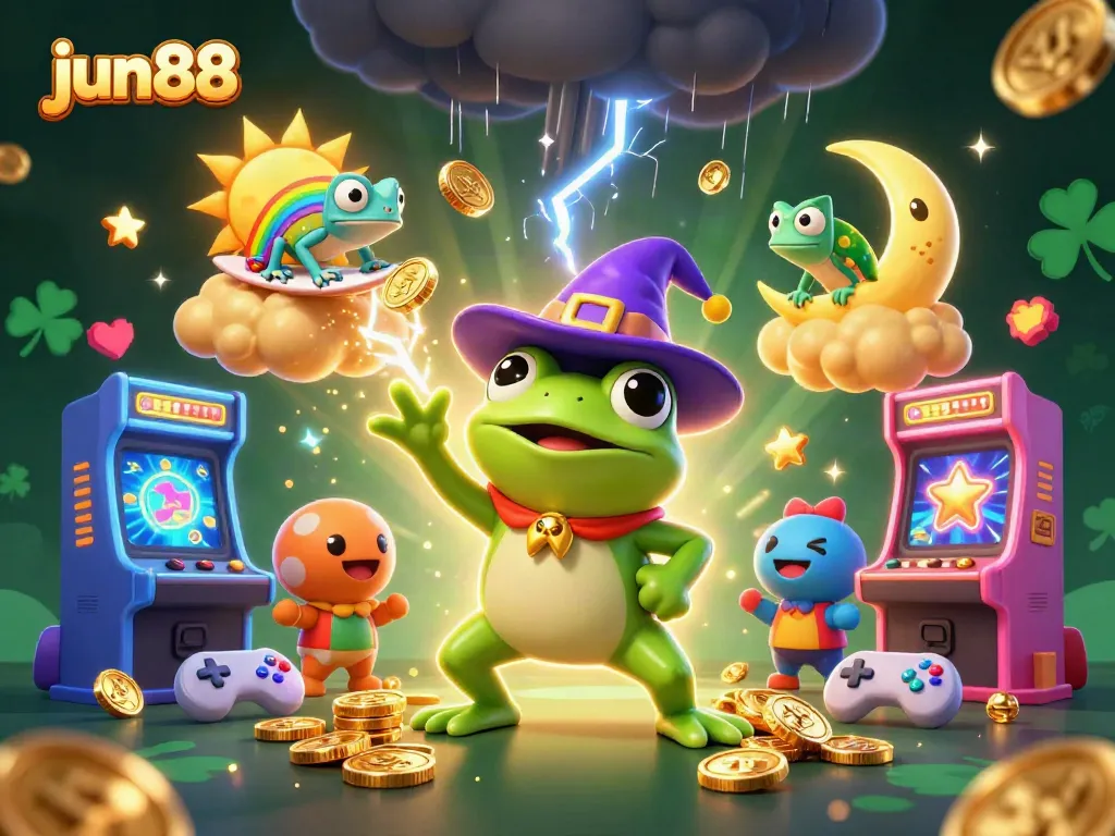 Trải nghiệm slot game trên jun88 với đống tiền vàng và các biểu tượng may mắn nổi bật.