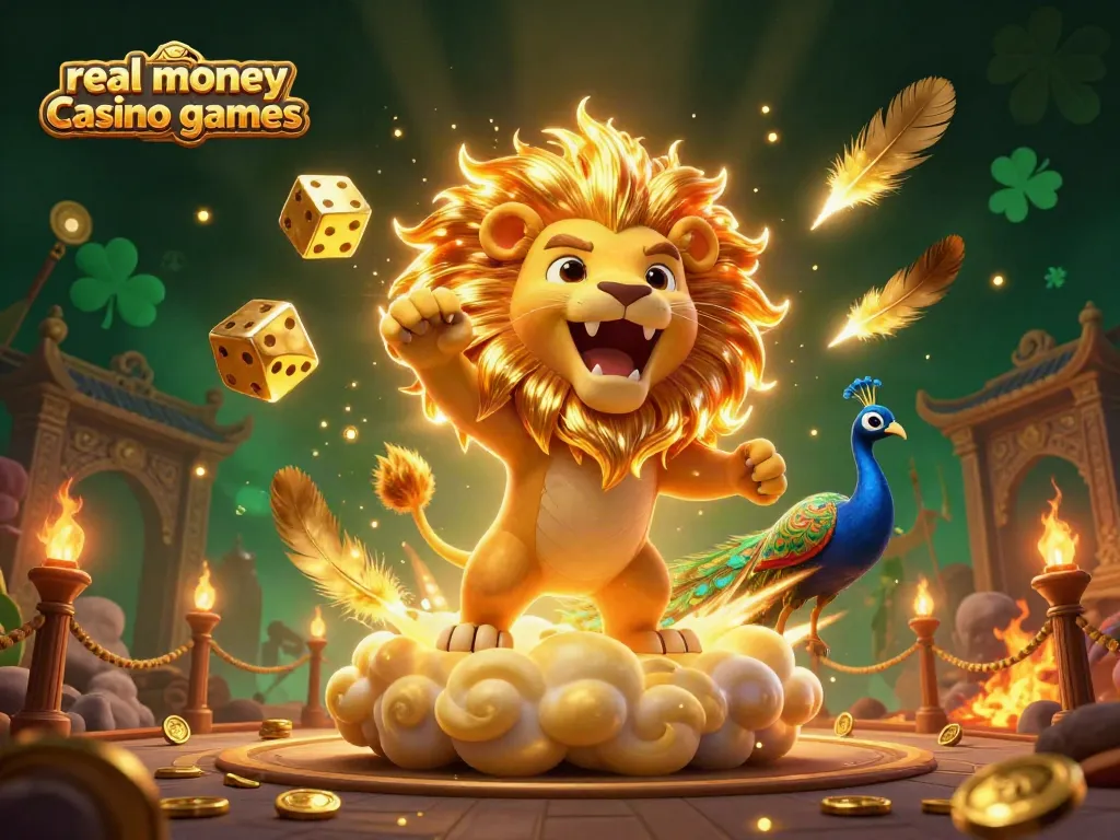 Experience thrilling real money casino games with vibrant characters, golden dice, and dynamic casino elements