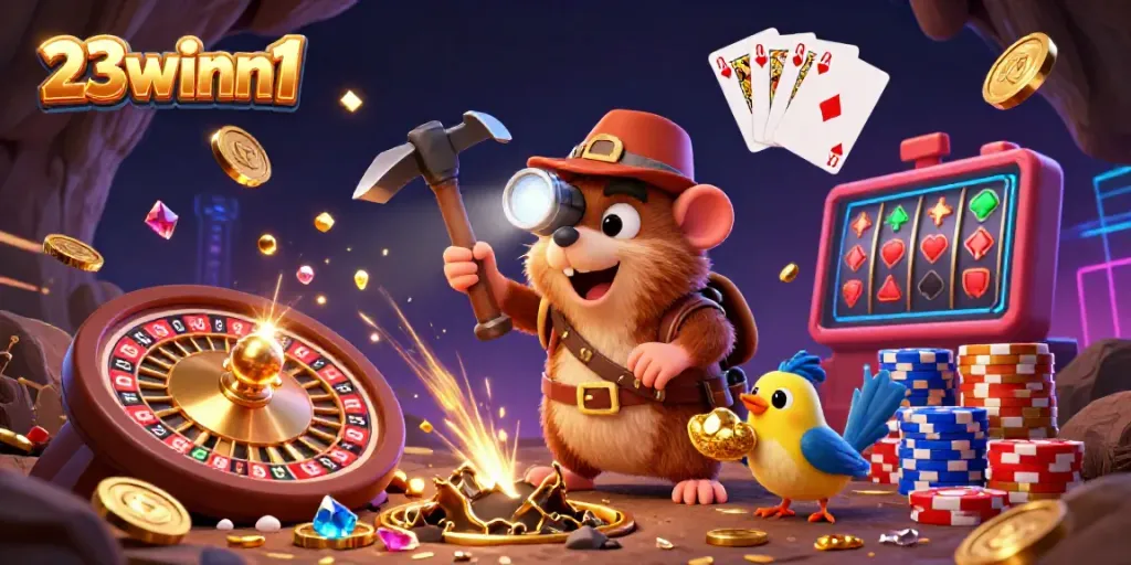Experience thrilling slots and jackpots at 23winn1 with vibrant treasures and animated game elements.