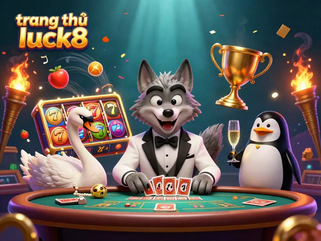 Experience exciting gaming at trang chủ luck8 with a charming wolf, elegant swan, and sophisticated penguin.