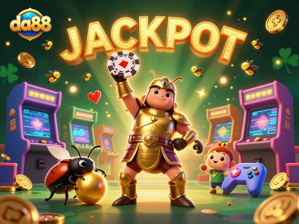 Engage in thrilling gaming experiences at da88 with dynamic 3D illustrations and vibrant casino elements.