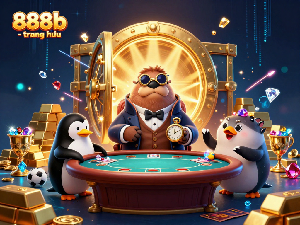 Engage in thrilling underwater poker action at 888b - trang chủ with a walrus, penguin dealer, and pufferfish player.