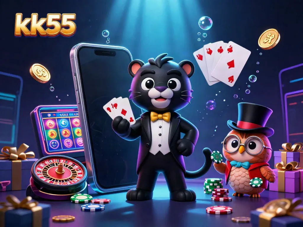 Experience thrilling gameplay at kk55 with a stylish panther dealer and vibrant casino elements
