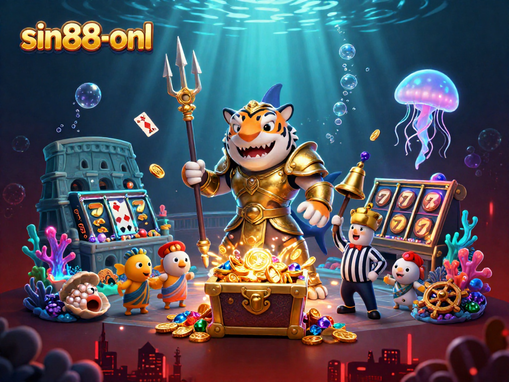 Experience thrilling gameplay at sin88-onl with a vibrant underwater casino scene and dynamic slot elements.