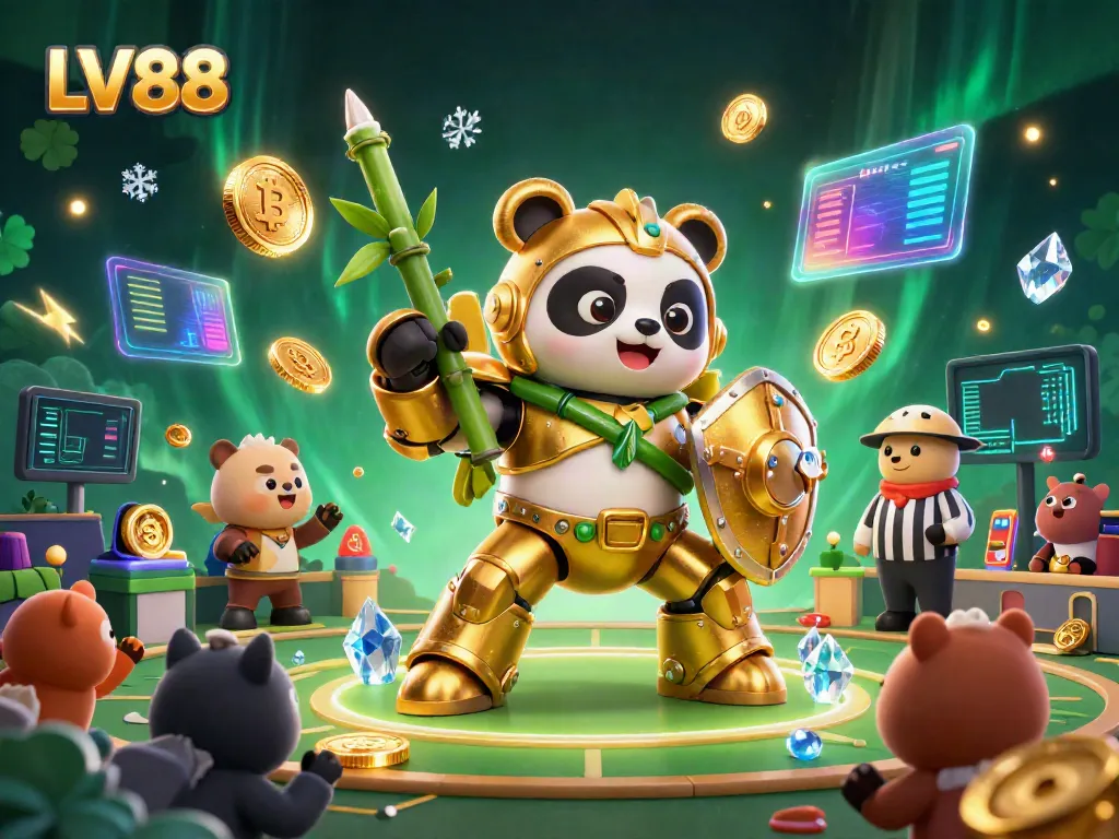 Experience thrilling sports betting action at LV88 with colorful characters and glowing coins.