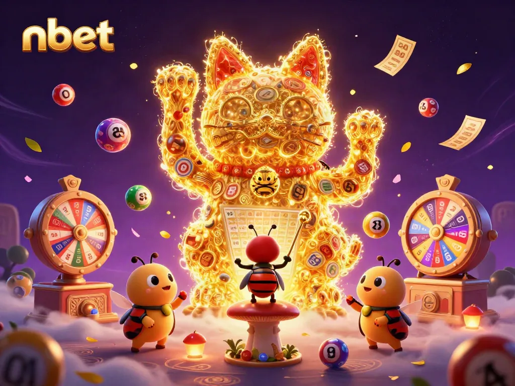 Experience the thrill of nbet with a dynamic scene showcasing a lucky cat and vibrant casino symbols.