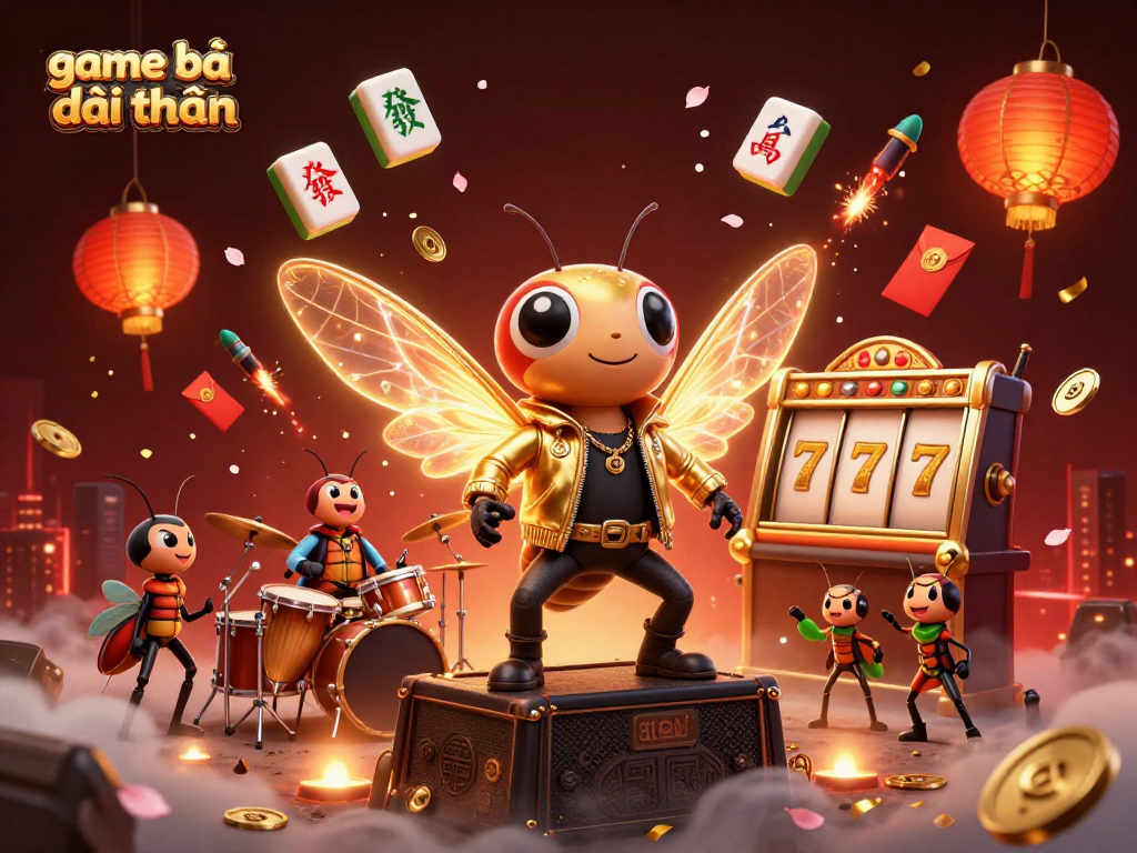Experience thrilling game bài đổi thưởng in this vibrant 3D illustration packed with dynamic casino elements.