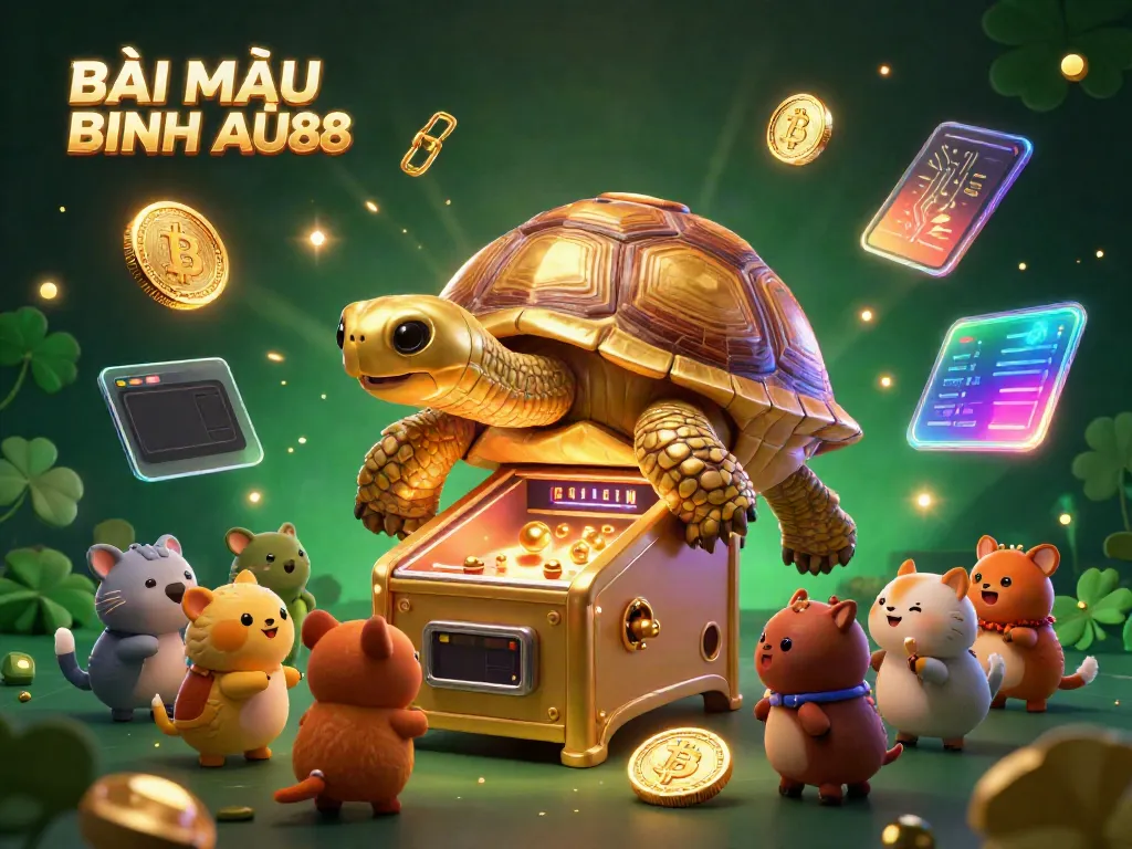 The scene showcases BÀI MẬU BINH AU88 with vibrant characters and glowing coins that highlight the excitement of the game.