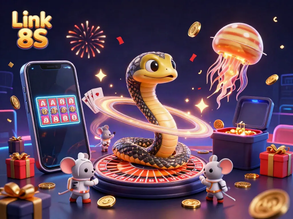 Experience the excitement of Link 8S with astronaut mice betting on a vibrant cosmic roulette.