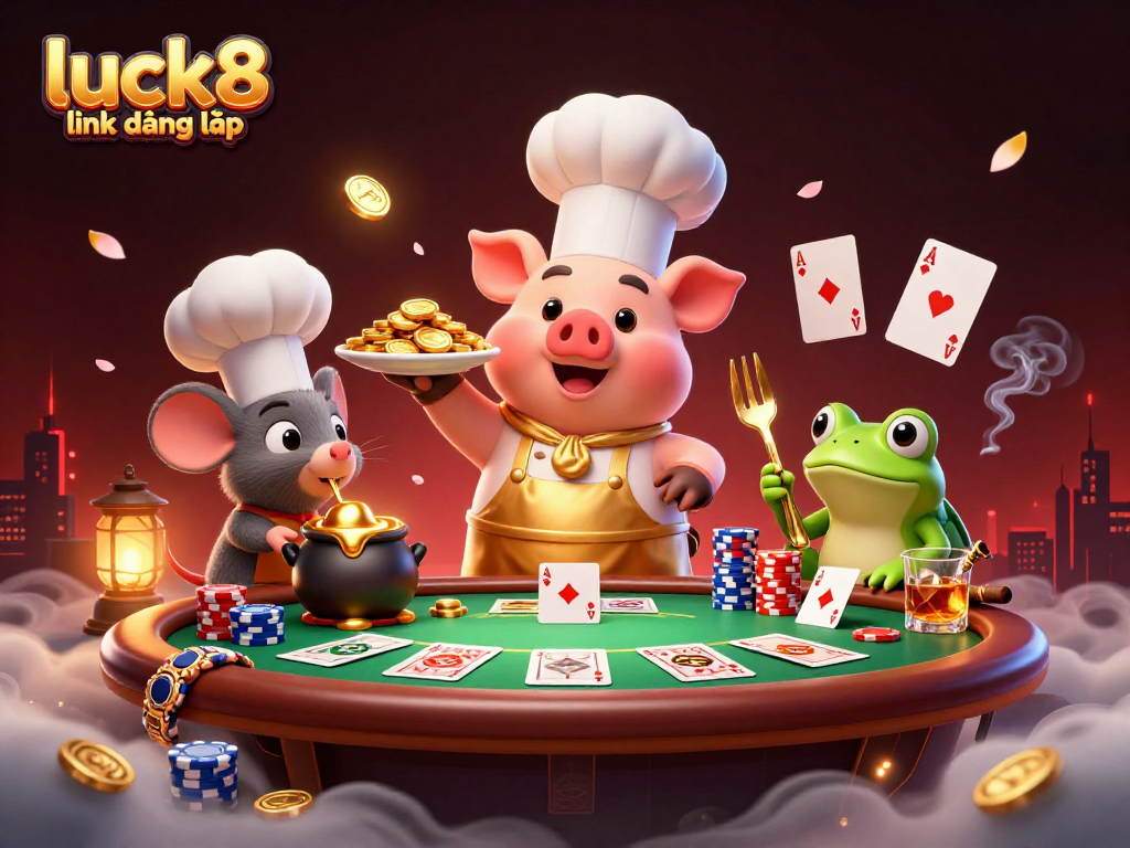 Experience luck8 link đăng nhập and enjoy an exciting poker game scene with vibrant characters and elements.