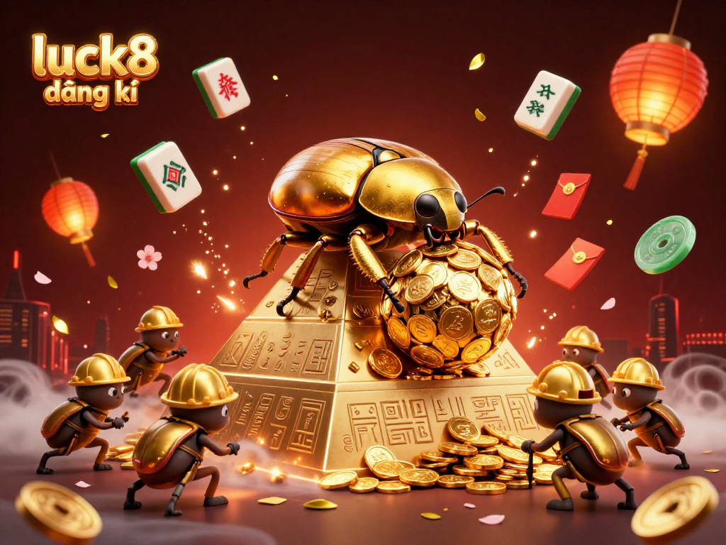 Engage with luck8 đăng ký while visualizing a vibrant 3D casino scene filled with excitement and gold.