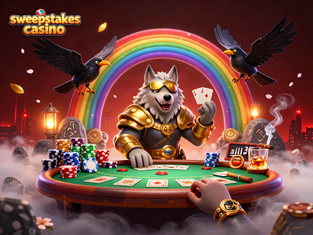 Engage with exciting sweepstakes casino action featuring Norse mythology characters in a vibrant scene.