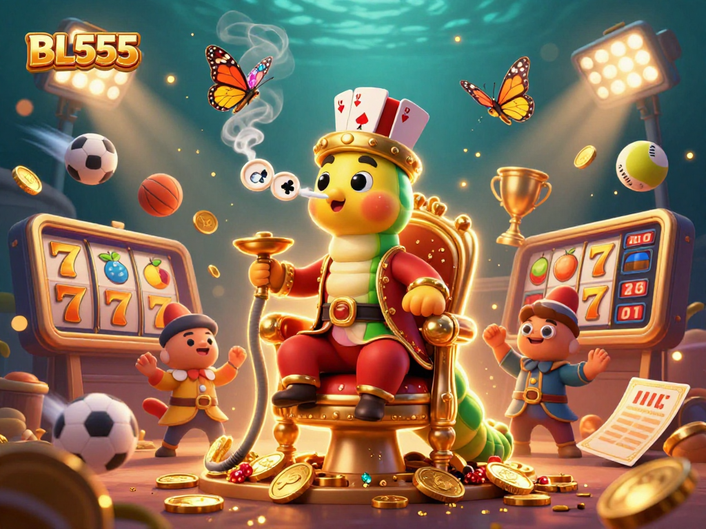 Experience the vibrant gaming world at BL555 with dynamic characters and casino elements in action.